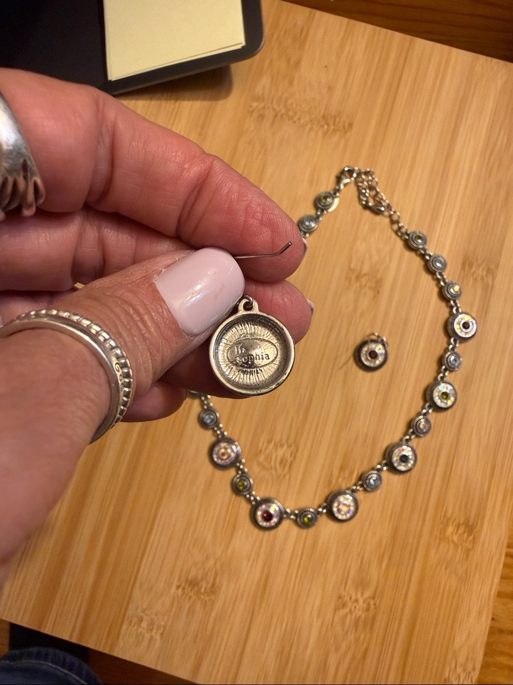 Lia Sophia “Seltzer” Multi Color Crystal Necklace and earring set - Picture 3 of 3